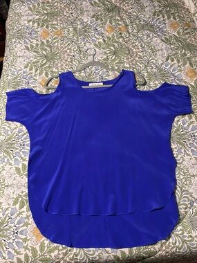 Askari Beverly Top in Royal Blue Cold-Shoulder Blouse XS